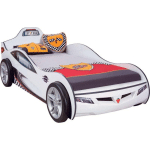 LIT ENFANT VOITURE DE COURSE BLANCHE RACING KUP 90X190