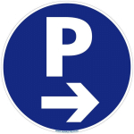 PANNEAU DE SIGNALISATION AUTOCOLLANT. PANNEAU INTERDICTION. PANNEAU PARKING, PANNEAU D'INFORMATION ADHÉSIF SOUPLE - PARKING FLÈCHE À DROITE