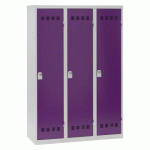 VESTIAIRE 3 COLONNES COLOR MONOBLOC INDUSTRIE SALISSANTE PRUNE