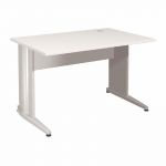BUREAU DROIT ACTIVITY MÉTAL - L. 120 X P. 80 CM - PLATEAU BLANC - PIEDS L 'ALUMINIUM'