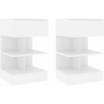 RÉGLEZ 2 TABLES DE CHEVET AVEC TIROIR ET 4 DYSPARTS OUVERTS DESIGN MODERNE DIVERSES COULEURS COULEUR : BLANC