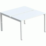 BUREAU DROIT BENCH 126X160CM PIED BLANC PLATEAU BLANC 2PERS. - MEET BY PAPERFLOW