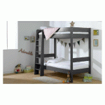 PACK LIT SUPERPOSÉ DOUGLAS + 2 MATELAS  GRIS ANTHRACITE 90X190 CM/OPT:MATELAS FEEVAH HR