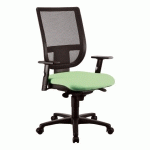 CHAISE DE BUREAU NAO TISSU ET MAILLE VERT - DOSSIER HAUT SANS ACCOUDOIRS - MÉCANISME SYNCHRONE - PIEDS NOIR