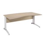 BUREAU MANAGER BIOSPACE  2 - L. 180 X P. 90 CM - PLATEAU 'CHÊNE' - PIEDS L'BLANC' - EMBASES 'BLANCHES'.