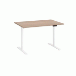 BUREAU RÉGLABLE EN HAUTEUR ÉLECTRIQUE CHÊNE CLAIR ECLA ERGO PREMIUM 120 X 80 CM PIEDS BLANC