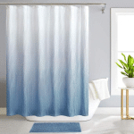 ENSEMBLE DE RIDEAU DE DOUCHE AVEC CROCHETS POUR SALLE DE BAIN TEXTURÉ IMPERMÉABLE TISSU DÉGRADÉ RIDEAU DE DOUCHE DE BAIN 72 X 72 POUCES BLEU