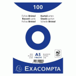 FICHE BRISTOL 210 X 148 MM UNIE BLANCHE NON PERFORÉE EXACOMPTA - BOÎTE DE 100