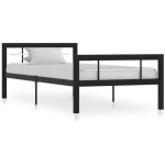 LIT MÉTAL DESIGN NOIR ET BLANC LANDER 90X200 CM