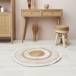 THE HOME DECO FACTORY - TAPIS ROND JUTE IMPRIMÉ BLANC 90 CM HOME DECO FACTORY