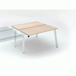 PÔLE DE 2 BUREAUX ECLA CHÊNE CLAIR L 140 X P 60 CM PIÈTEMENT MÉTAL FINITION BLANC - ÉLÉMENT SUIVANT