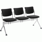 POUTRE CAMPUS TAPISSÉE TISSU POUR VISITEUR - 3 PLACES - NOIR - QUADRIFOGLIO