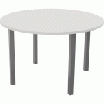 TABLE RÉUNION ARCHE Ø 120 CM 4 PIEDS BLANC / ALU - BURONOMIC