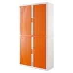 ARMOIRE POLYSTYRÈNE EASYOFFICE - A RIDEAUX - L. 110 X H. 204  CM - CORPS BLANC  - RIDEAUX ORANGE