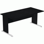 BUREAU DROIT AVEC PIEDS L FAST - 160 CM - NOIR - NOIR/ALU