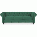 CANAPE CHESTERFIELD VELOURS 3 PLACES ALTESSE VERT - VERT