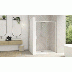 PAROIS DE DOUCHE SMART DESIGN COULISSANT 127-140CM PROFILÉ BLANC AVEC VERRE TRANSPARENT - KINEDO - PA9214BTNE