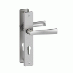 POIGNÉE DE PORTE SUR GRANDE PLAQUE - ALUMINIUM CHROME SATINÉ - FLEX CONDAMNATION VACHETTE