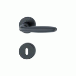 POIGNÉES DE PORTE SUR ROSACES RONDES VERONA - ALUMINIUM NOIR MAT - CLÉ L HOPPE