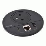 PRISE ENCASTRABLE INCARA™ DISQ 80 - 2P+T - USB A/C - RJ45 - NOIR LEGRAND