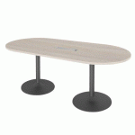 TABLE OVALE L 210 CM CHÊNE GRIS PIÈTEMENT ANTHRACITE EXCELLENS