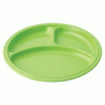 ASSIETTES RONDES 3 COMPARTIMENTS MÉLAMINE - Ø 215 CM - VERTE - PLASTOREX