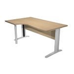 BUREAU COMPACT PRONTO PRESTIGE- RETOUR À GAUCHE L.160 X P.100 CM - PLATEAU CHÊNE - PIEDS L CHROME