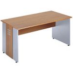 BUREAU DROIT AXIOME - L. 140 X P. 80 CM - PLATEAU MERISIER AXIOME - PIEDS PLEINS ALUMINIUM