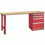 ÉTABLIS ROUGE 2000X800X850 CAP. 1000KG ET 4 TIR. 75KG - LISTA
