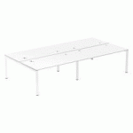 PÔLE 4 BUREAUX L 280 CM PLATEAUX BLANCS, PIÈTEMENT MÉTAL - TEAM LINE BLANC
