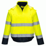 PORTWEST C464 BLOUSON HV 2-EN-1 HV DOUBLÉ POLAIRE JAUNE/MARINE - TAILLE L
