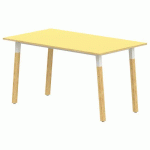 TABLE 4 PIEDS INCL. MÉTAL/BOIS 200X80 T6 STRAT ABS JAUNE/ALU