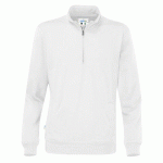 COTTOVER SWEATSHIRT COL ZIPPÉ UNISEX - CERTIFIÉ GOTS BLANC - TAILLE M