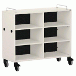 MEUBLE BAS SHIFT+ LANDSCAPE MÉLAMINÉ 4 ÉTAGÈRES - BLANC GRIS - NOIR - MANUTAN COLLECTIVITÉS