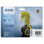 PACK 6 CARTOUCHES EPSON T0487 NOIR ET COULEURS (CYAN + MAGENTA + JAUNE + CYAN CLAIR + MAGENTA CLAIR) POUR IMPRIMANTES JET D