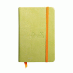 RHODIARAMA CARNET REMBORDÉ RIGIDE 9X14 CM 192 PAGES LIGNÉ PAPIER IVOIRE 90G FERMETURE ÉLASTIQUE - ANIS