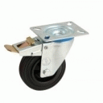 ROULETTE PIVOTANTE À FREIN PLATINE CAOUTCHOUC NOIR 250 MM- CHARGE 280 KG - ROULEMENTS À ROULEAUX AVL