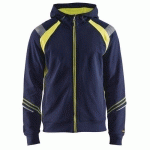 SWEAT ZIPPÉ À CAPUCHE MARINE/JAUNE FLUORESCENT TAILLE S - BLAKLADER