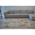 TAPIS SHAGGY BEIGE CRÈME MOTIFS FEUILLES 120X170CM