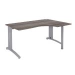 BUREAU COMPACT RETOUR À GAUCHE BIOSPACE 2 - L. 180 X P. 110 CM - PLATEAU 'CÈDRE' - PIEDS L 'ALUMINIUM' - EMBASES : 'ALUMINIUM'.