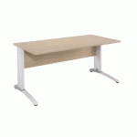 BUREAU DROIT BIOSPACE 2 - L. 160 X P. 80 CM - PLATEAU CHENE - PIEDS L BLANCS  - EMBASE BLANCHE