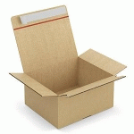 CAISSE CARTON BRUNE SIMPLE CANNELURE MONTAGE INSTANTANÉ FERMETURE ADHÉSIVE RAJA 26X22X13 CM