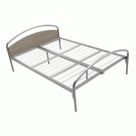 LIT THÉLIA TÊTE PANNEAU/PIED MÉTAL SOMMIER TREILLIS 140X190CM ALU/CHÊNE FONCÉ - MANUTAN COLLECTIVITÉS