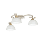 LUMINEX PLAFONNIER FLORA, 3 ABAT-JOUR VERRE, BLANC/LAITON
