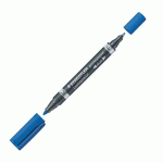 MARQUEUR PERMANENT STAEDTLER LUMOCOLOR DUO 348 POINTES PINCEAU 0,6 MM ET OGIVE 1,5 MM BLEU