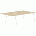 PACK RECTANGULAIRE 3 POSTES GARY PIED BLANC PLATEAU CHÊNE CLAIR - MBA