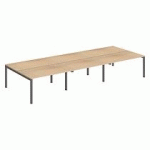 PÔLE 6 BUREAUX L 420 CM PLATEAUX CHÊNE, PIÈTEMENT MÉTAL ANTHRACITE - TEAM LINE
