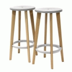 TABOURETS WOODY PIED HÊTRE ASSISE BLANCHE - PAPERFLOW