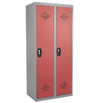 VESTIAIRES MONOBLOC CONFORT INDUSTRIE SALISSANTE 2 CASES, TOIT PLAT, GRIS / ROUGE
