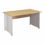 BUREAU DROIT ACTIVITY - L. 140 X P. 80 CM - PLATEAU POIRIER - PIEDS PLEINS 'ALUMINIUM'